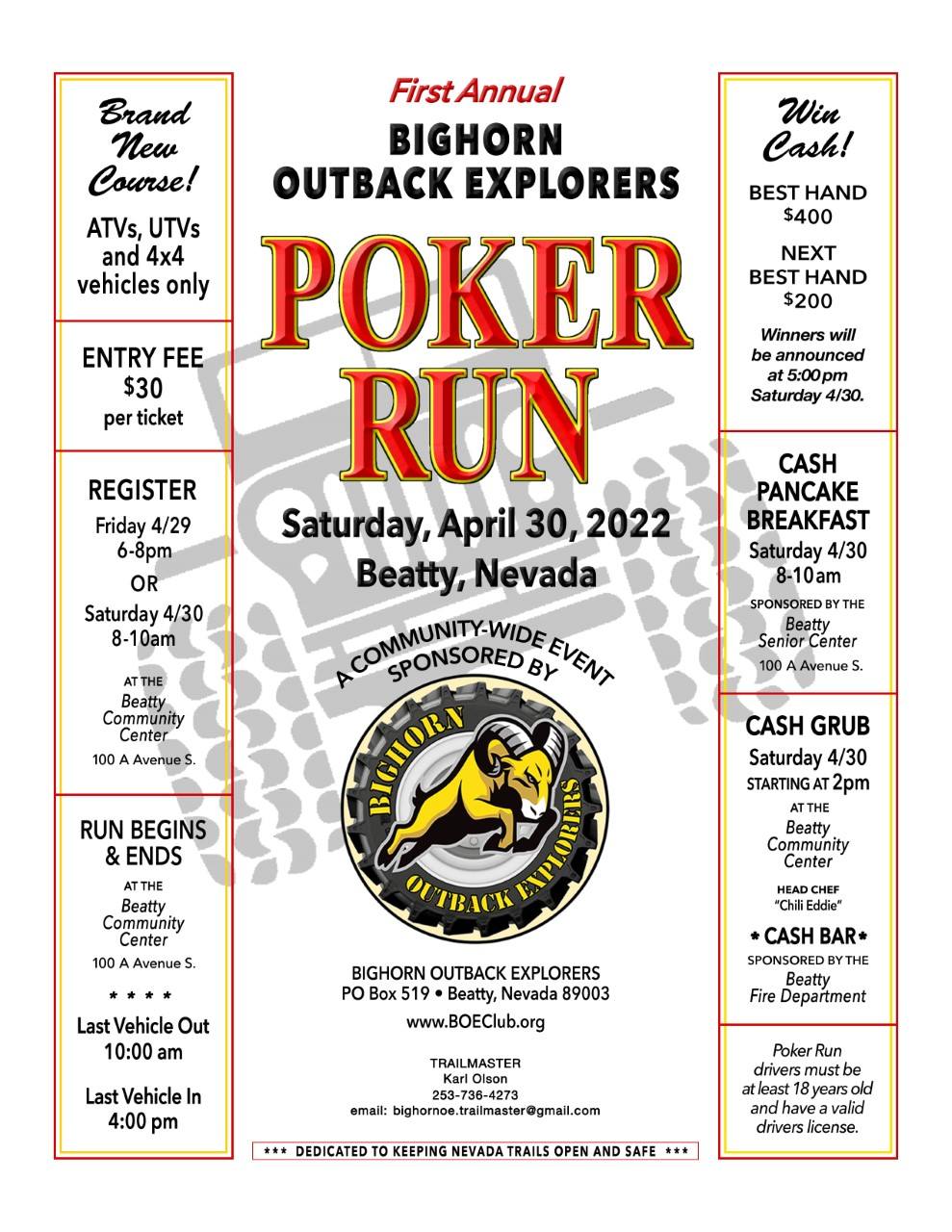 Bighorn Outback Explorers 1st Annual Poker Run 