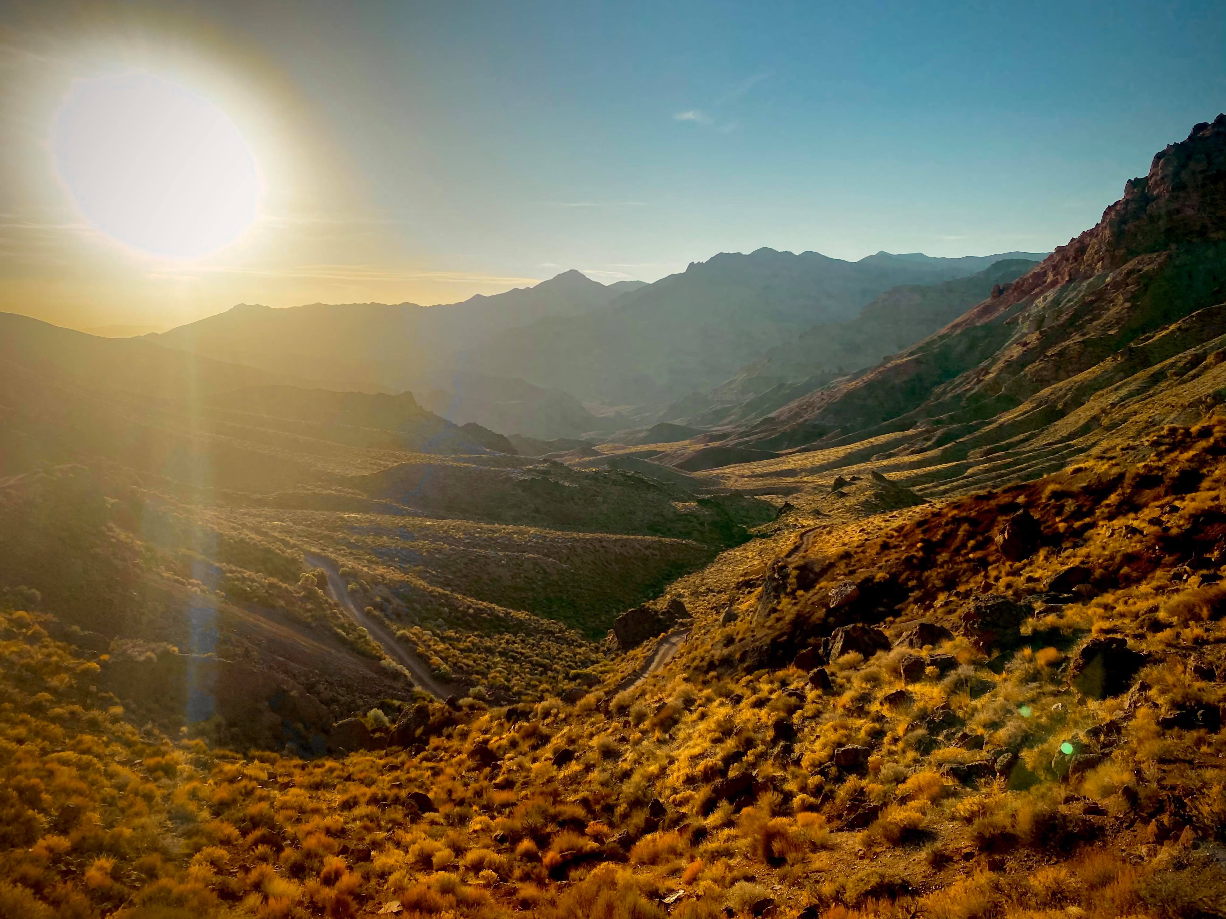 Summer heat over the highway between Beatty and Death Valley