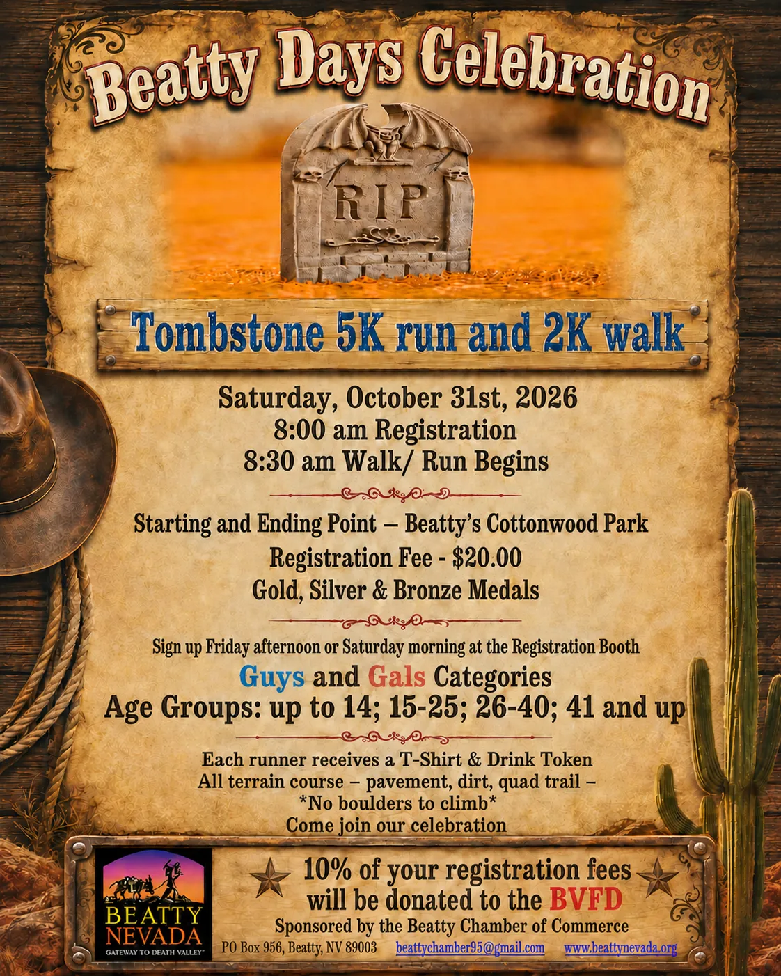Tombstone 5K Run and 2K Walk flyer