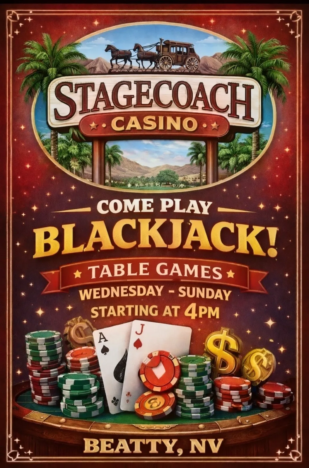 Blackjack table games at Stagecoach Casino