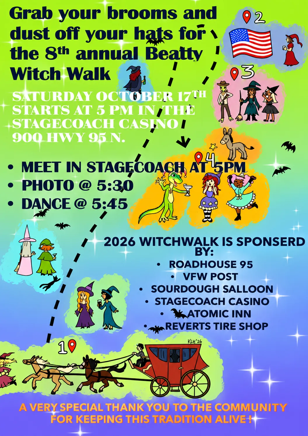 8th Annual Beatty Witch Walk flyer, Saturday October 17 at the Stagecoach Casino